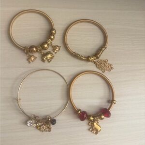 4 Elegant Gold Charm Bracelets Set